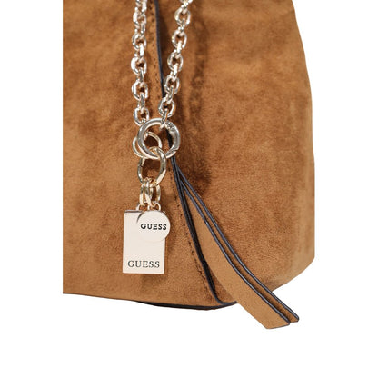 Guess Coleen Brown Polyester Handbag with Long Handles