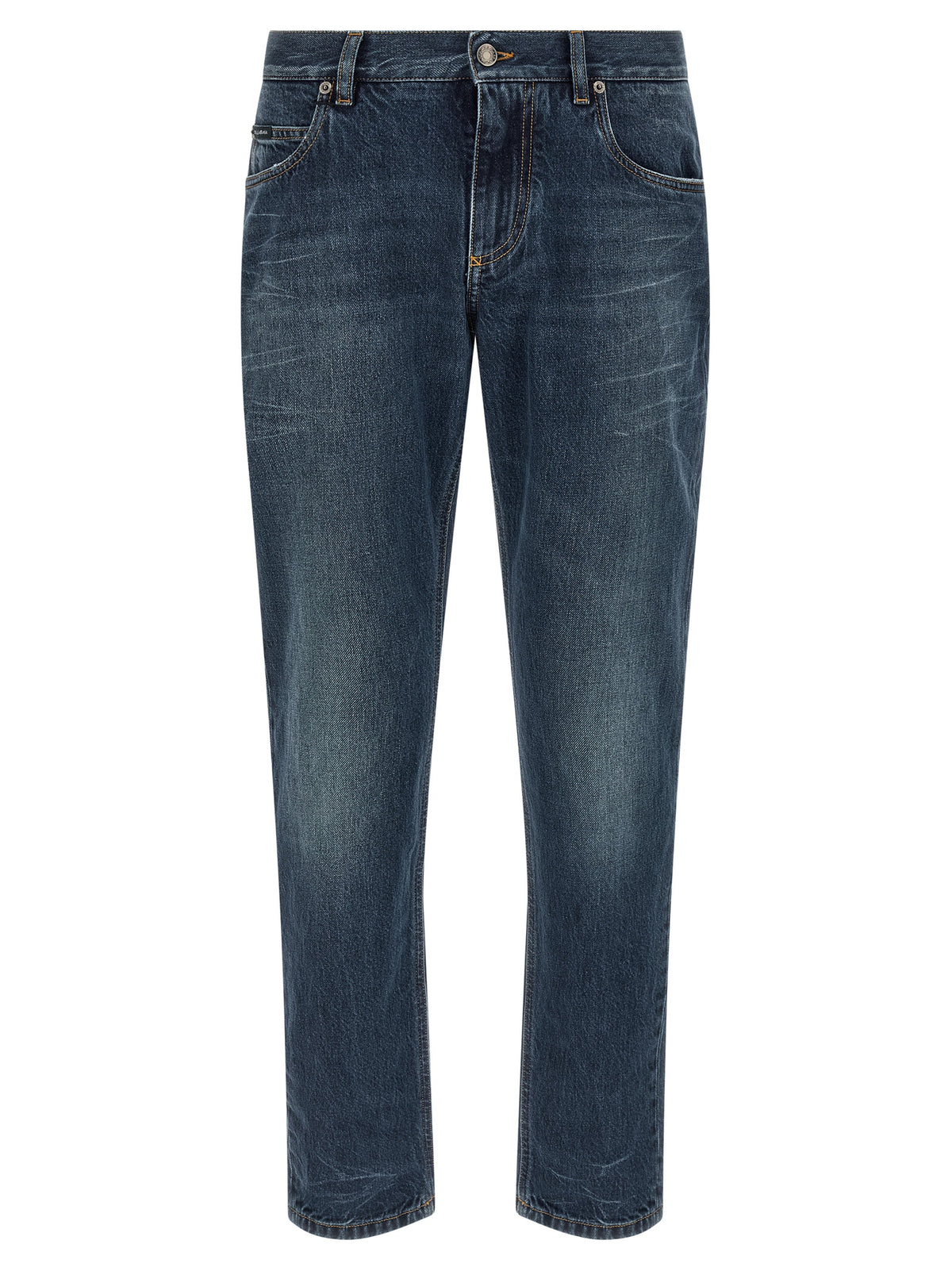 Dolce & Gabbana Blue Cotton Straight Leg Jeans