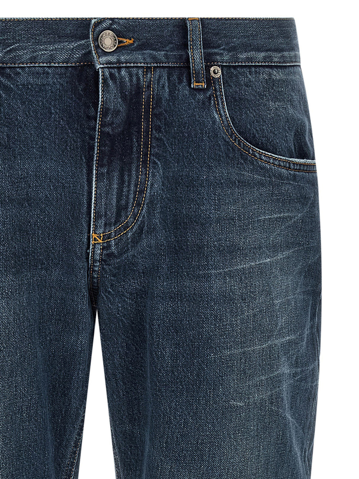 Dolce & Gabbana Blue Cotton Straight Leg Jeans