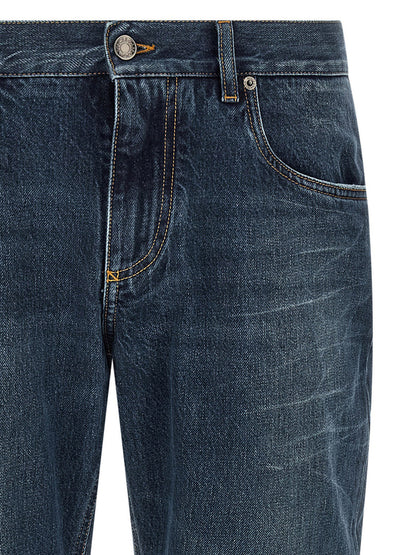Dolce & Gabbana Blue Cotton Straight Leg Jeans