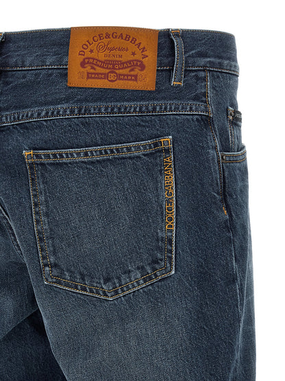 Dolce & Gabbana Blue Cotton Straight Leg Jeans