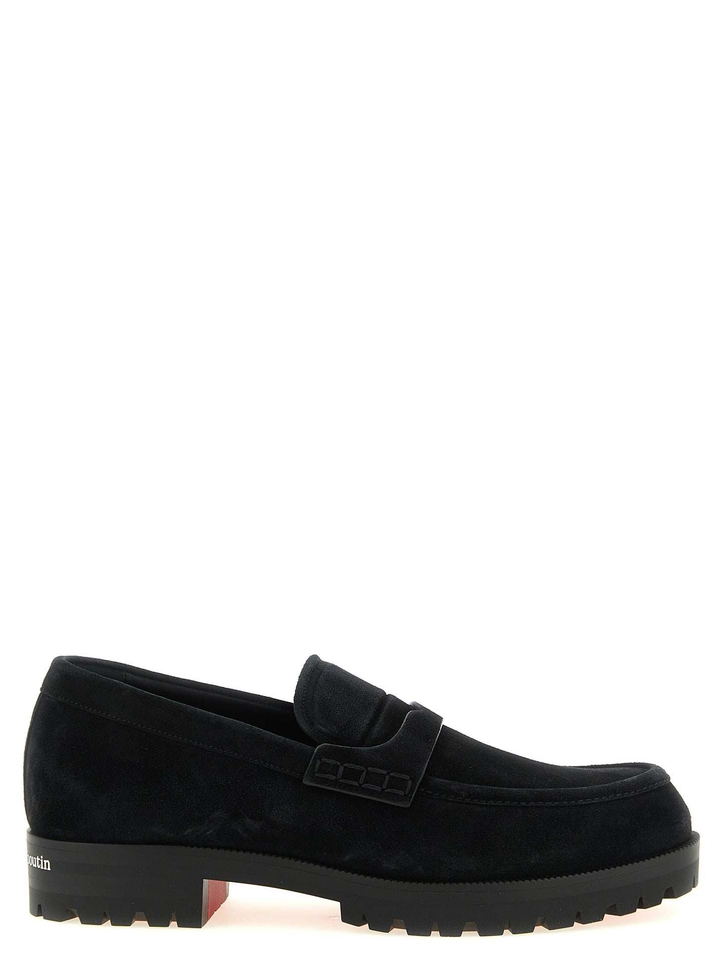 Christian Louboutin Cavadin Black Leather Contemporary Slip-On Loafers