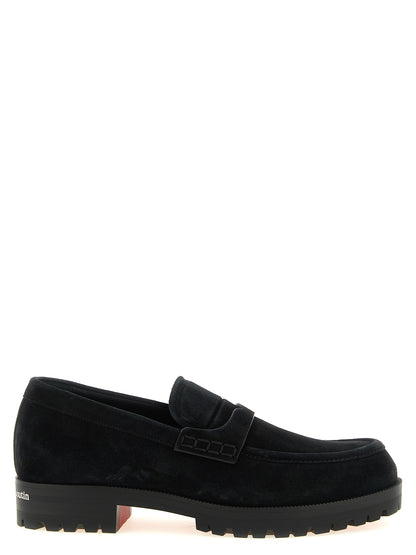Christian Louboutin Cavadin Black Leather Contemporary Slip-On Loafers