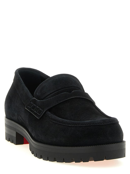 Christian Louboutin Cavadin Black Leather Contemporary Slip-On Loafers