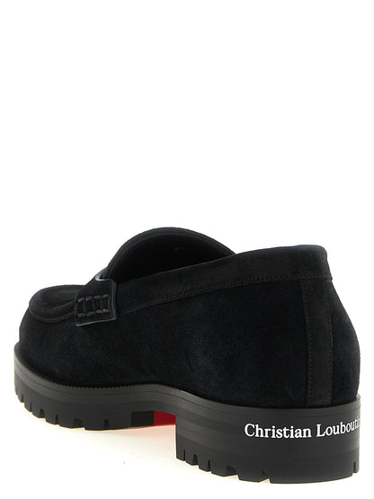 Christian Louboutin Cavadin Black Leather Contemporary Slip-On Loafers