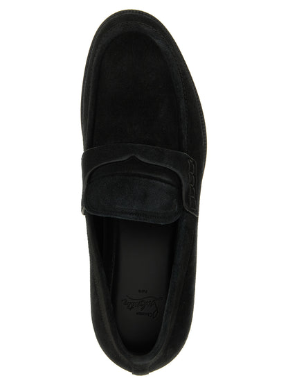 Christian Louboutin Cavadin Black Leather Contemporary Slip-On Loafers