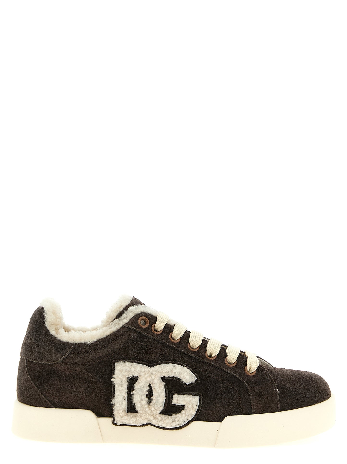 Dolce & Gabbana Baskets Basses En Cuir De Veau Marron