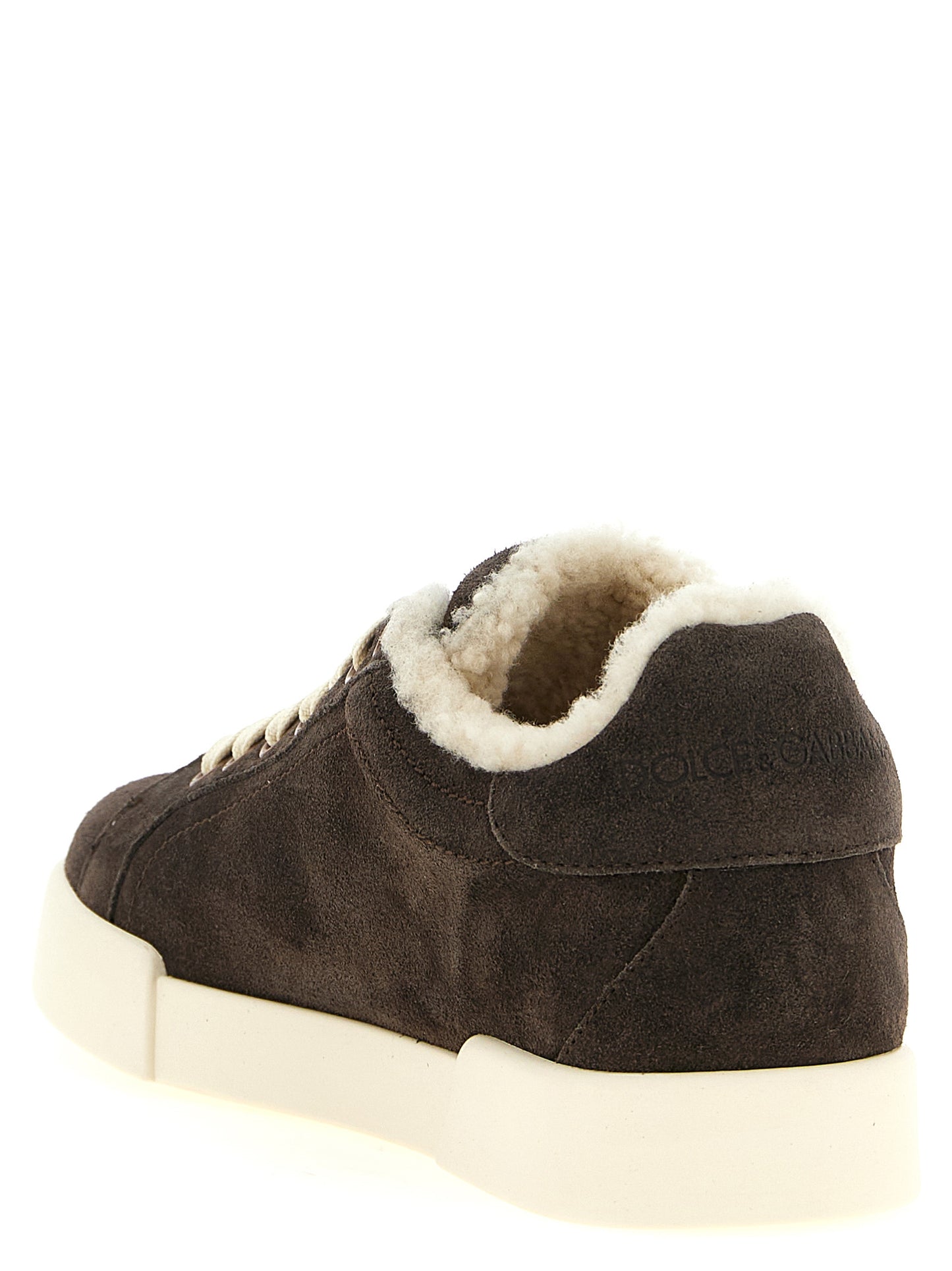 Dolce & Gabbana Baskets Basses En Cuir De Veau Marron