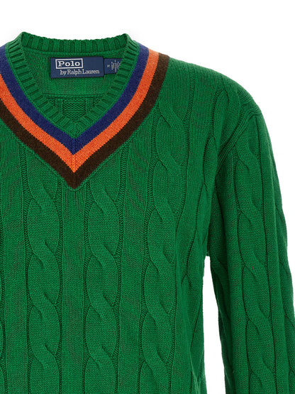 Cardigan en Laine Bicolore Polo Ralph Lauren Design Classique