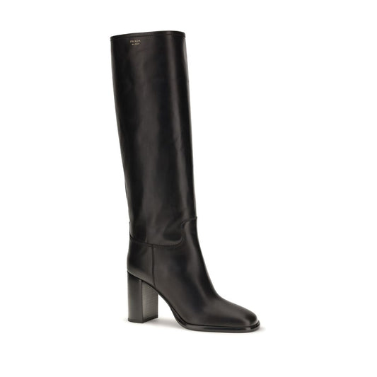 Prada Botas Tacón Alto Piel Becerrillo Negra Modelo Bos Taurus