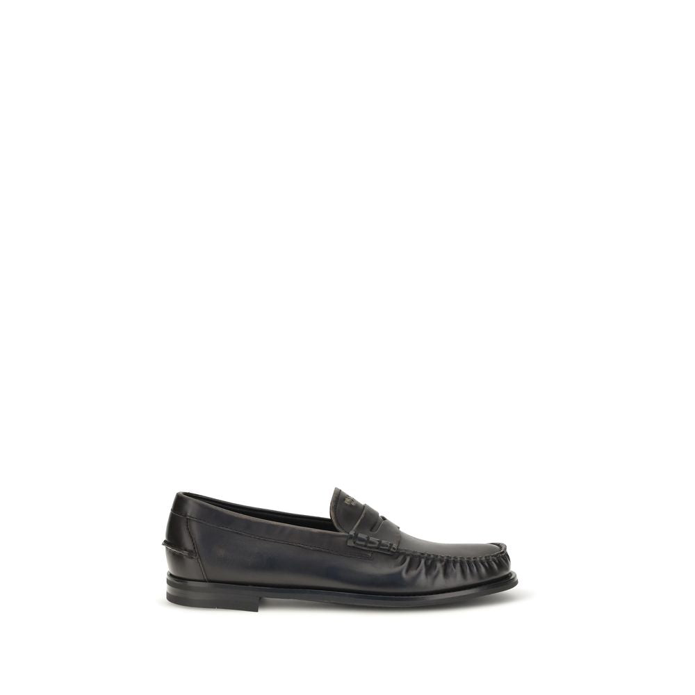 Mocassins Prada en cuir de veau noir Bos Taurus