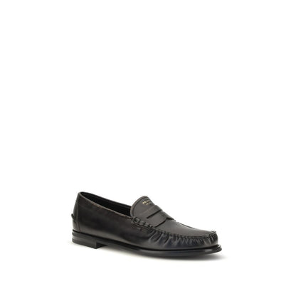Mocassins Prada en cuir de veau noir Bos Taurus