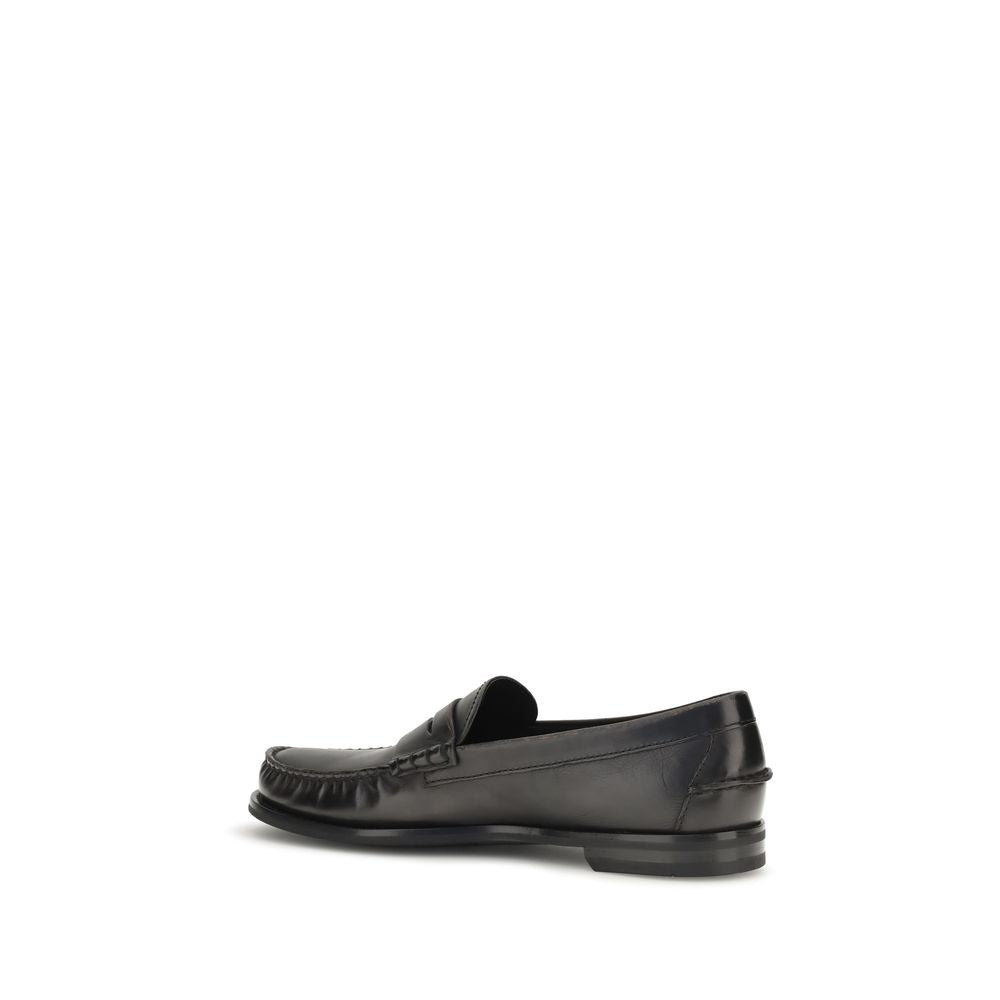 Mocassins Prada en cuir de veau noir Bos Taurus