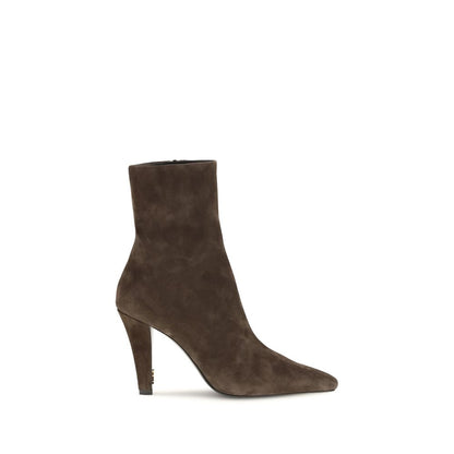 Bottines en veau velours marron Saint Laurent Jill