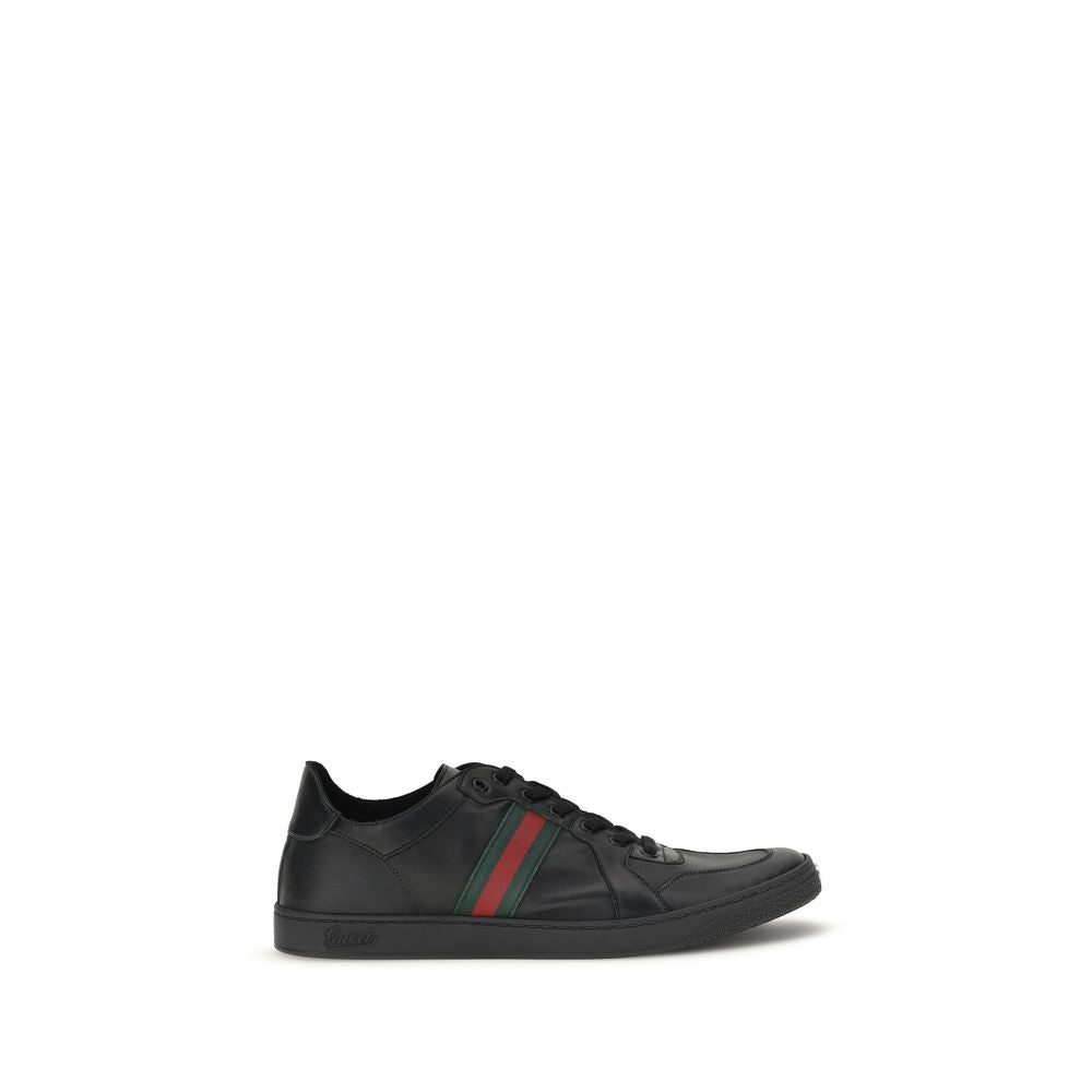 Gucci Zapatillas Negras De Piel De Becerro Modelo Bos Taurus Low Top