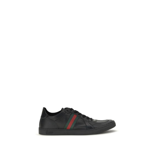 Gucci Zapatillas Negras De Piel De Becerro Modelo Bos Taurus Low Top