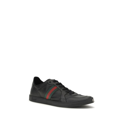 Gucci Zapatillas Negras De Piel De Becerro Modelo Bos Taurus Low Top