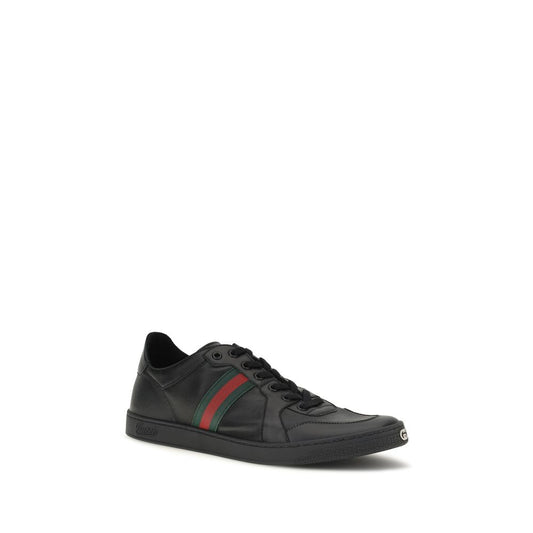 Gucci Zapatillas Negras De Piel De Becerro Modelo Bos Taurus Low Top