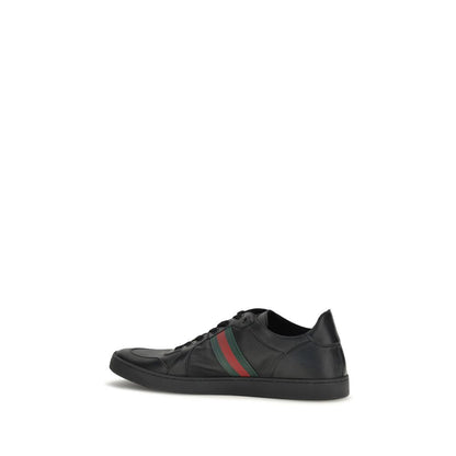 Gucci Zapatillas Negras De Piel De Becerro Modelo Bos Taurus Low Top
