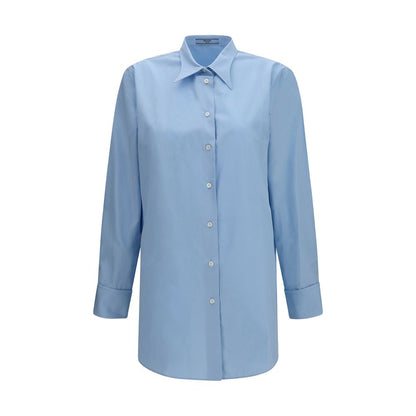 Camisa Formal De Algodón Prada Con Corte Depurado Azul