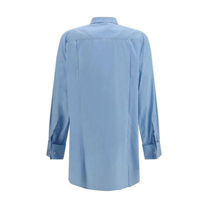 Camisa Formal De Algodón Prada Con Corte Depurado Azul