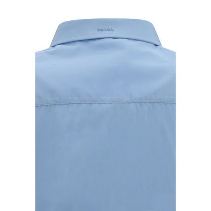 Camisa Formal De Algodón Prada Con Corte Depurado Azul
