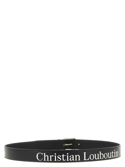 Christian Louboutin Cinturón De Becerro Negro Regular Belt
