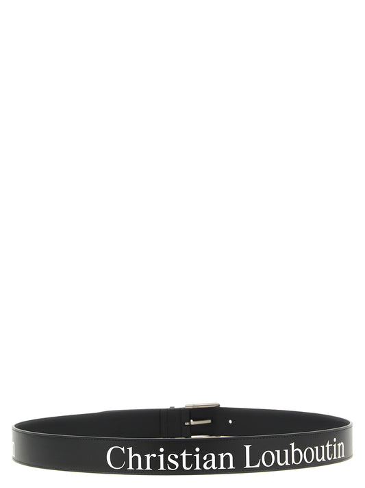 Christian Louboutin Cinturón De Becerro Negro Regular Belt