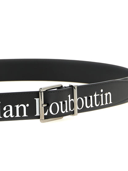 Christian Louboutin Cinturón De Becerro Negro Regular Belt