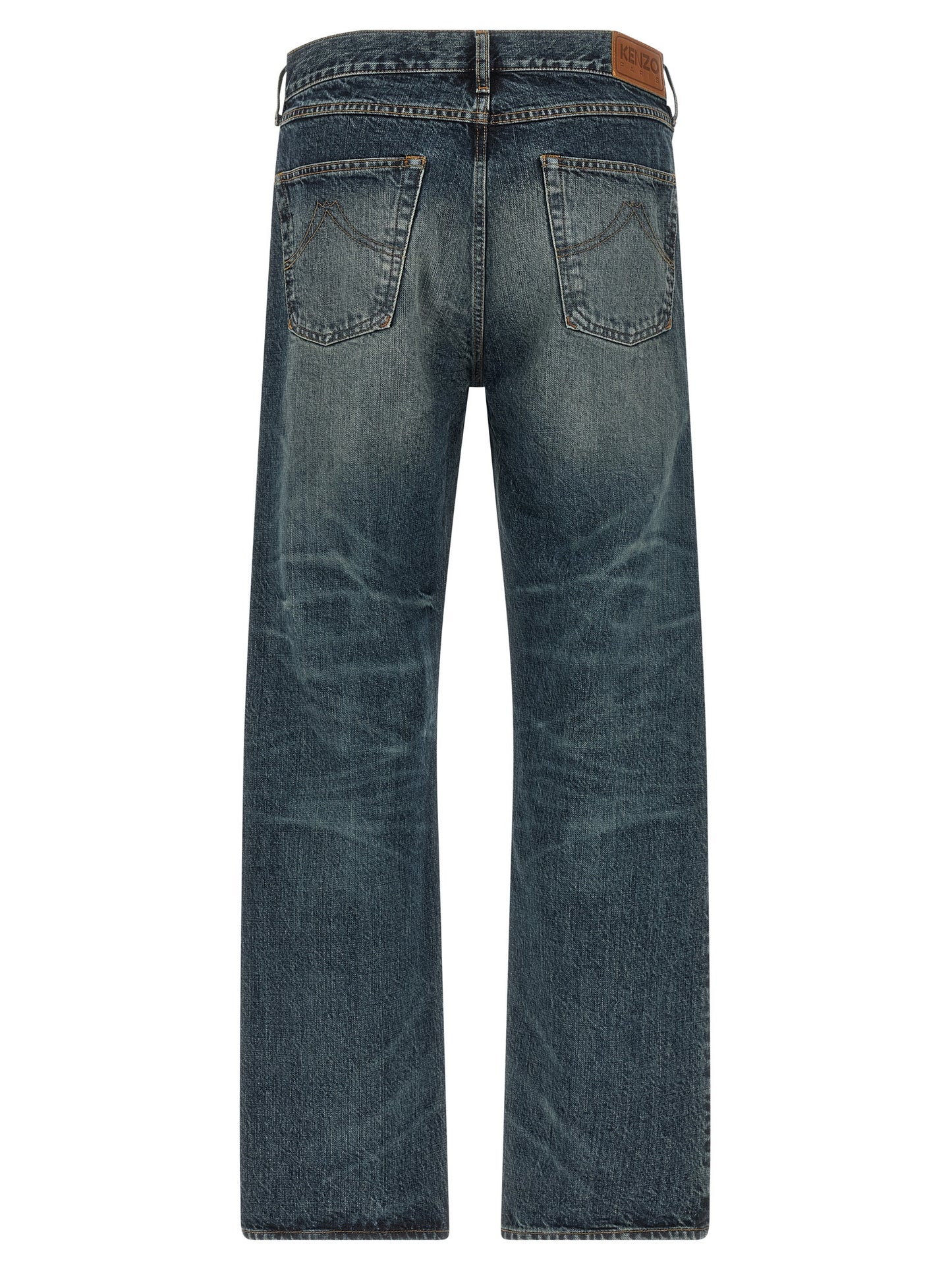 Kenzo Pantalones Vaqueros De Algodón Azul - Corte Recto