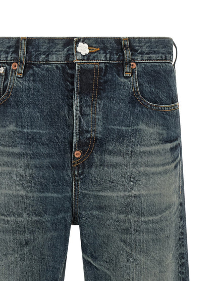 Kenzo Pantalones Vaqueros De Algodón Azul - Corte Recto