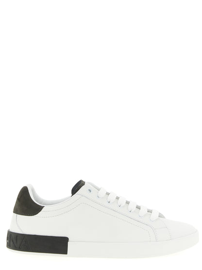 Dolce & Gabbana Portofino White Calfskin Low-Top Sneakers