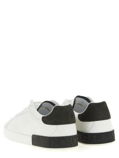 Dolce & Gabbana Portofino White Calfskin Low-Top Sneakers