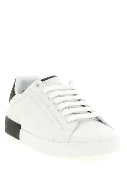 Dolce & Gabbana Portofino White Calfskin Low-Top Sneakers