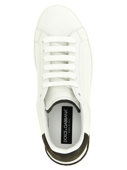 Dolce & Gabbana Portofino White Calfskin Low-Top Sneakers