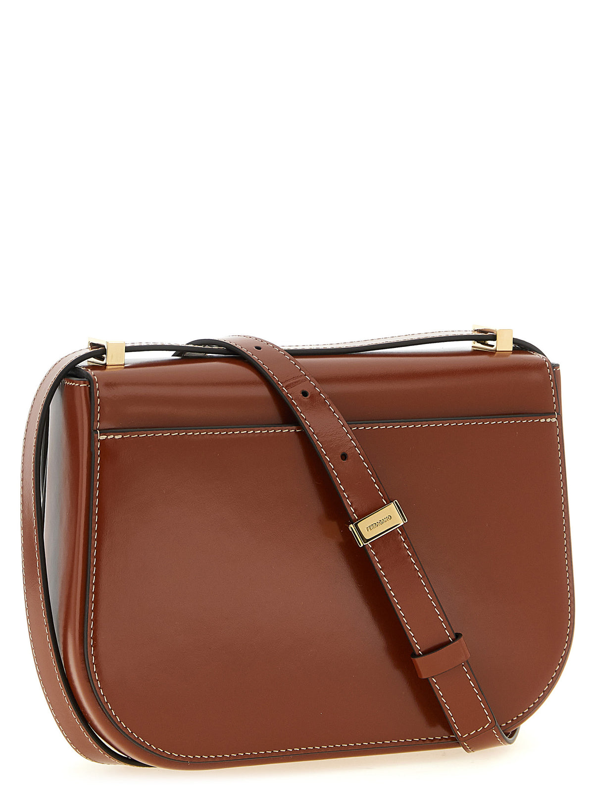 Ferragamo Brown Calfskin Shoulder Bag
