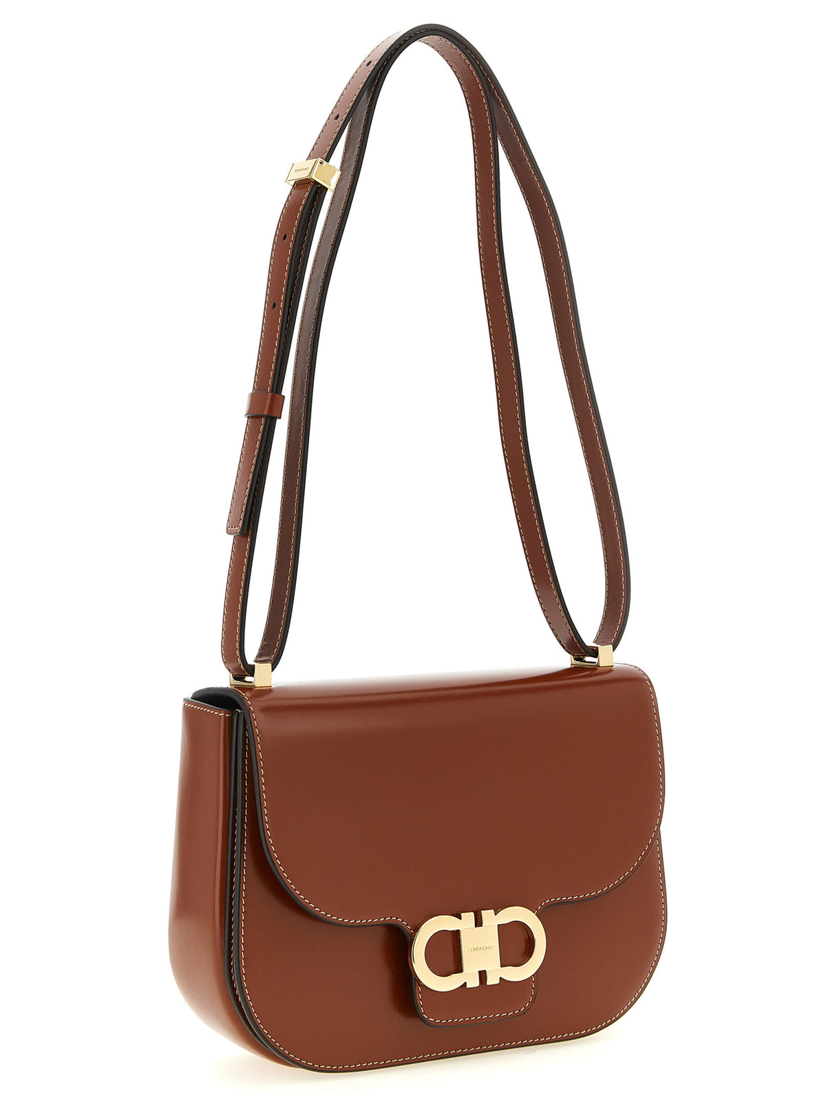 Ferragamo Brown Calfskin Shoulder Bag