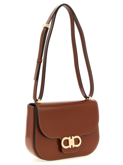 Ferragamo Brown Calfskin Shoulder Bag