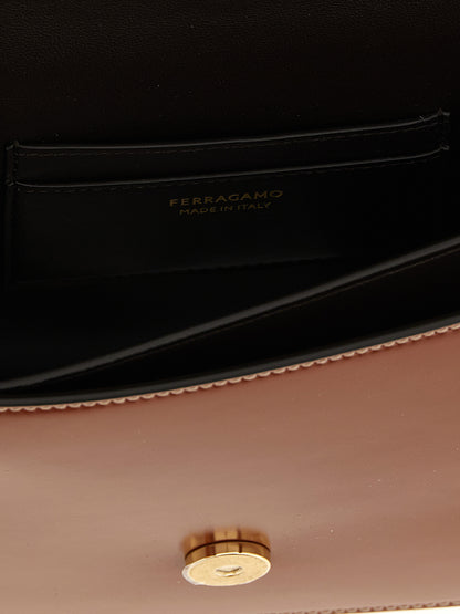 Ferragamo Brown Calfskin Shoulder Bag