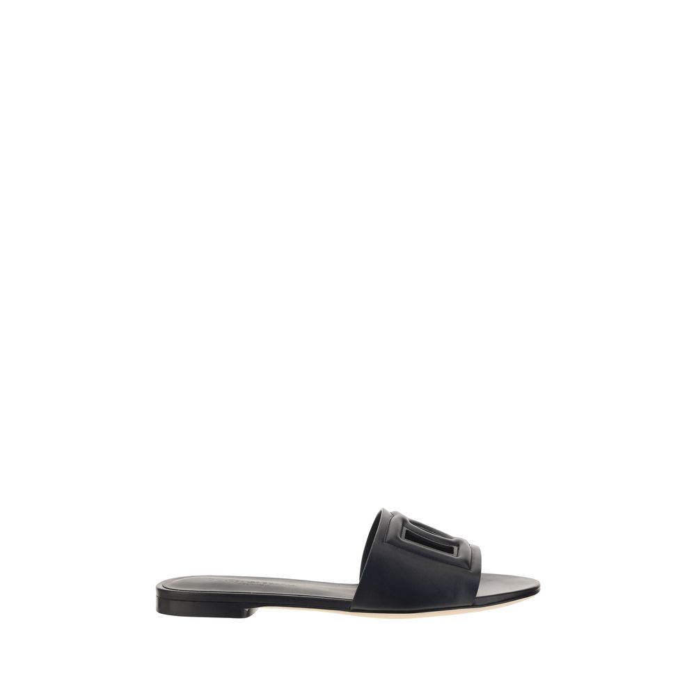 Sandalias Planas De Piel Negra Dolce & Gabbana Bos Taurus