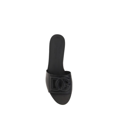 Sandalias Planas De Piel Negra Dolce & Gabbana Bos Taurus