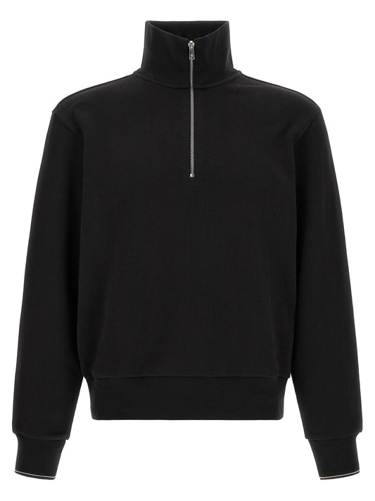 Sudadera De Algodón Negro Con Cremallera Semilarga Hugo Boss