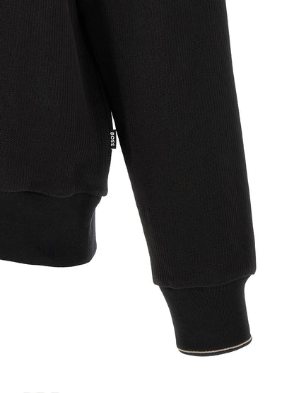 Hugo Boss Black Cotton Half-Zip Sweatshirt