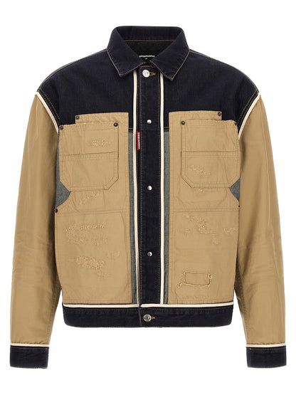 Veste en coton et denim beige italienne Dsquared²