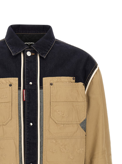 Veste en coton et denim beige italienne Dsquared²
