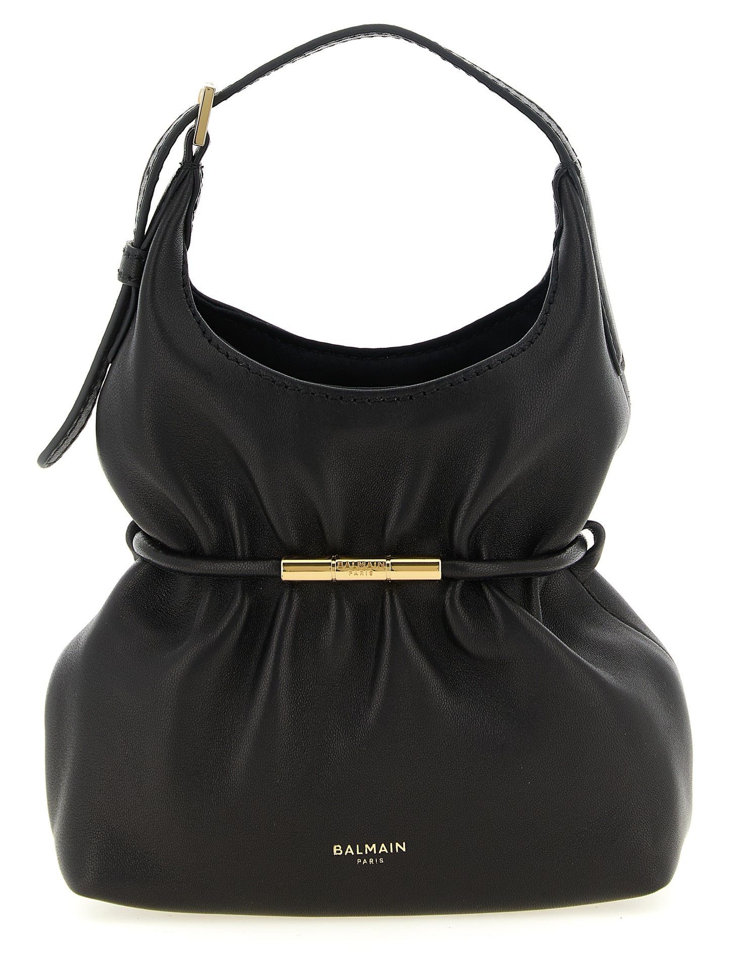 Bolso De Mano Balmain En Piel De Cordero Negro