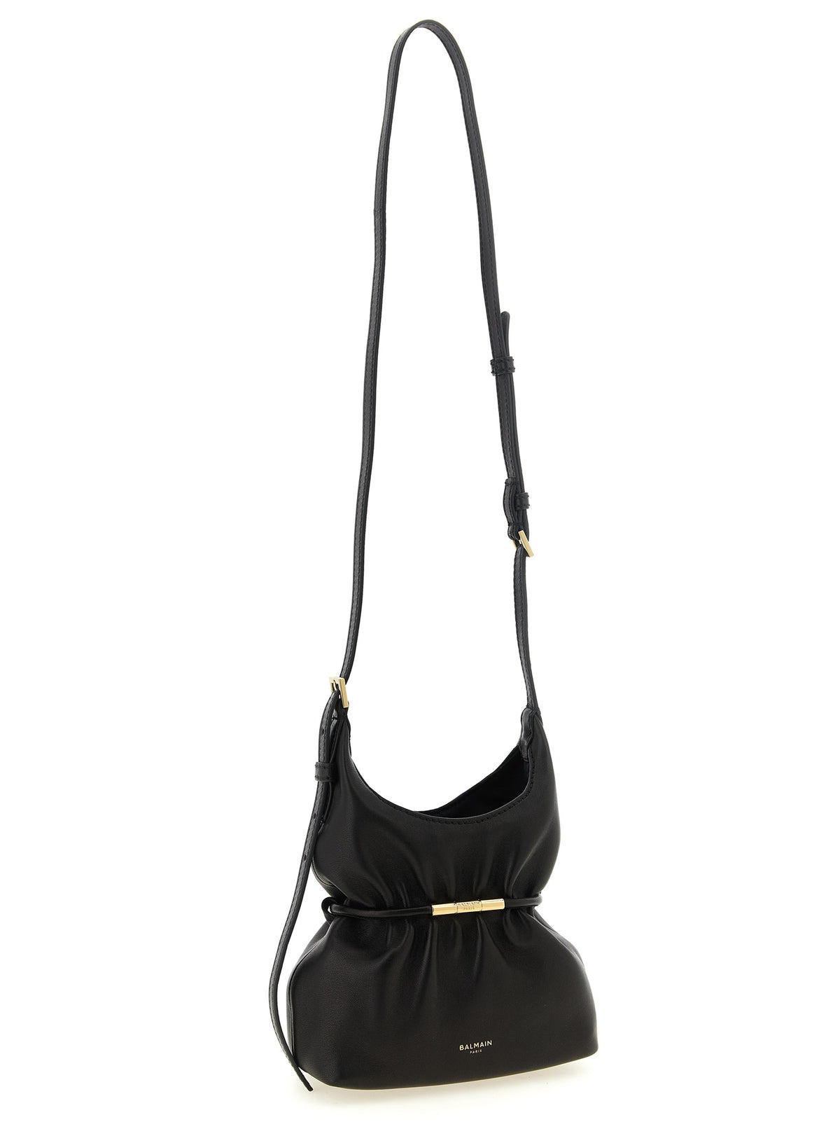Bolso De Mano Balmain En Piel De Cordero Negro