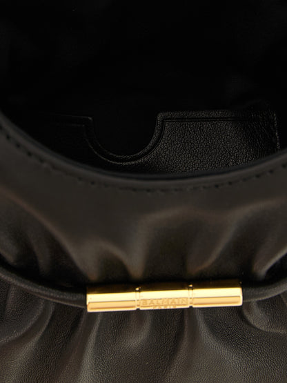 Bolso De Mano Balmain En Piel De Cordero Negro