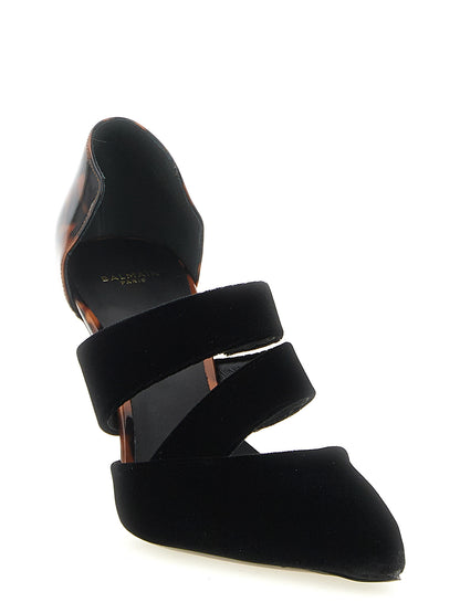 Zapatos Tacón Alto Balmain De Viscosa Negra Con Punta Afilada