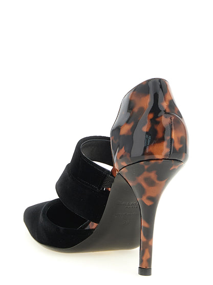 Zapatos Tacón Alto Balmain De Viscosa Negra Con Punta Afilada